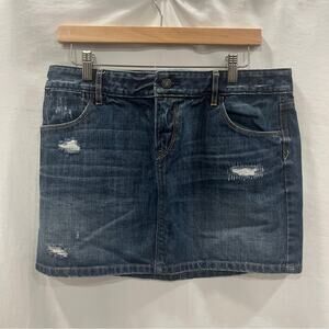 Ann Taylor Loft Denim Skirt Womens Size 8 Mini Distressed Winery Festival Cruise